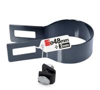 LUN FIX Collier De Serrage Latéral Rond 48 mm Graphite Métallique, Poteaux Clôture, Fixation Grillage Rigide, Entretoise Avec Bride De Fixation, Pour Tube Acier Et Poteaux De Clôture, Collier