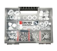 LUN FIX Ecrou DIN 985, Hexagonal Autobloquant Nylstop, Set 172 pcs M4 M5 M6 M8 M10 M12 M14 M16, Écrou Frein Acier Zingué, Écrous Blocage, Ecrous pour Vis, Boulon Filetage, Tige