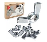 LUN FIX Écrou Papillon M10 DIN 315, 10 Pièces, Écrous À Oreilles En Acier Zingué, Serrage Manuel Sans Outil, Écrou À Oreille Pour Boulons Filetés, Vis, Montage Meuble, Machines, Jardin