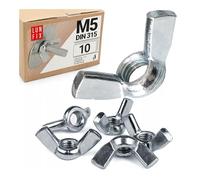 LUN FIX Écrou Papillon M5 DIN 315, 10 Pièces, Écrous À Oreilles En Acier Zingué, Serrage Manuel Sans Outil, Écrou À Oreille Pour Boulons Filetés, Vis, Montage Meuble, Machines, Jardin