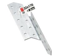 LUN FIX Equerre Charpentier 32x170 mm Droite, 10 pcs, Ancrage Poutre Bois, Fixation Acier Galvanisé, Equerre Metal Perforée d'Angle, Connecteur Charpente pour Toiture, Ossature Bois, Meuble