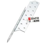 LUN FIX Equerre Charpentier 32x210 mm Gauche, 10 pcs, Ancrage Poutre Bois, Fixation Acier Galvanisé, Equerre Metal Perforée d'Angle, Connecteur Charpente pour Toiture, Ossature Bois, Meuble