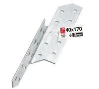 LUN FIX Equerre Charpentier 40x170 mm Gauche, 10 pcs, Ancrage Poutre Bois, Fixation Acier Galvanisé, Equerre Metal Perforée d'Angle, Connecteur Charpente pour Toiture, Ossature Bois, Meuble