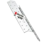 LUN FIX Equerre Charpentier 40x250 mm Droite, 50 pcs, Ancrage Poutre Bois, Fixation Acier Galvanisé, Equerre Metal Perforée d'Angle, Connecteur Charpente pour Toiture, Ossature Bois, Meuble