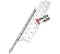 LUN FIX Equerre Charpentier 40x250 mm Gauche, 50 pcs, Ancrage Poutre Bois, Fixation Acier Galvanisé, Equerre Metal Perforée d'Angle, Connecteur Charpente pour Toiture, Ossature Bois, Meuble