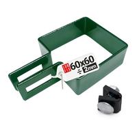 Lun Fix Étrier carré de 60 x 60 mm vert pour clôture Étrier de traverse pour treillis métallique à mailles carrées Clôture Poteau de clôture Rectangulaire