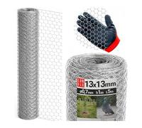 LUN FIX Grillage A Poule 1mx5 m 13x13mm, Maille Hexagonal Galvanisé 0,7 mm, Clôture Jardin, Balcon, Voliere, Enclos Lapin, Poulailler Volaille Élevage, Filet Protection Animaux, Terrasse