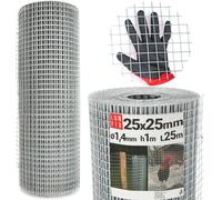 LUN FIX Grillage Voliere 25x25 mm Ø1,4 mm 1x25m, Clôture Acier Galvanisé
