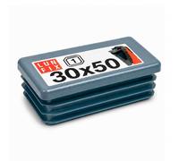 LUN FIX Lot de 1 bouchon à lamelles 30 x 50 mm, en plastique PE, rectangulaire, gris graphite, résistant aux UV, pour tube carré, profilé en aluminium