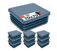 LUN Fix Lot de 10 Bouchons à lamelles carrés, 70 x 70 mm, Graphite | en plastique polyéthylène, Résistants aux UV, Pour tube carré, profilé en aluminium