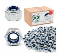 Lun Fix Lot de 100 écrous de sécurité M4 DIN 985 en acier inoxydable A2 V2A avec anneau en nylon Écrou hexagonal autobloquant pour construction de machines, véhicules et constructions en acier
