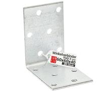 Lun Fix Lot de 20 raccords d'angle - Équerre de plaque perforée 60 x 60 x 40 x 2,0 mm - Petit angle de montage - Connecteur en bois - Protection contre la corrosion - Équerre de trou