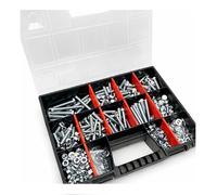 LUN FIX Lot de 390 vis, écrous et rondelles M12, DIN 933/985/127, en acier galvanisé, assortiment de vis hexagonales, anneau à ressort, vis de machine, vis filetées, assortiment de vis