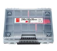 Lun Fix Organisateur Coffret de rangement 290x195x35 mm, 23 compartiments; en plastique avec couvercle en polypropylène transparent; incluant des cloisons; boîte de tri pour petites pièces pour