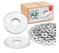 LUN FIX Rondelles Metal M6 DIN 9021, Rondelle Inox A2 V2A / AISI 304, 100 pcs, M6 x 18 mm, Épaisseur 1,6 mm, Rondelle Plate Inoxydable pour Vis, Boulons, Écrous, Meuble Bois, Métal