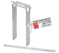 LUN FIX Suspension Directes 60/175 mm 0,8 mm, Équerre Pour Profilé En U CD 60/27, Suspension Plafond Fixation Placo, Attache Plafond Métal Acier Galvanisé Rail Placo, Accessoire Bricolage, 1 pcs