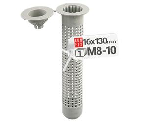 LUN FIX Tamis Scellement Chimique 16x130 mm M8-10, Cheville Parpaing Creux | Douille Injection Pour Brique Creuse, Pour Tige Filetée M8-M10, Fixation Beton Et d'Ancrages Mur Creux