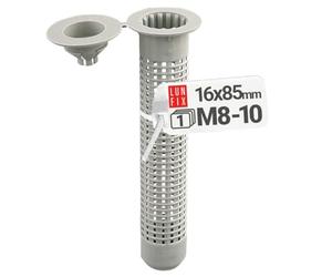 LUN FIX Tamis Scellement Chimique 16x85 mm M8-10, Douille Injection Pour Brique Creuse, Cheville Parpaing Creux, Pour Tige Filetée M8-M10, Fixation Beton Et d'Ancrages Mur Creux