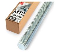 Lun Fix Tige filetée | M12 x 1000 mm | Acier haute résistance 4.8 | DIN 976 | Filetage métrique | Goujon fileté M12 | Vis longue | Fixation industrielle | Montage métal