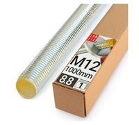 Lun Fix Tige filetée | M12 x 1000 mm | Acier haute résistance 8.8 | DIN 976 | Filetage métrique | Goujon fileté M12 | Vis longue | Fixation industrielle | Montage métal