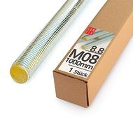 Lun Fix Tige filetée | M8 x 1000 mm | Acier haute résistance 8.8 | DIN 976 | Filetage métrique | Goujon fileté M8 | Vis longue | Fixation industrielle | Montage métal