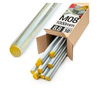 Lun Fix Tige filetée | M8 x 1000 mm | Lot de 10 | Acier haute résistance 8.8 | DIN 976 | Filetage métrique | Goujon fileté M8 | Vis longue | Fixation industrielle | Montage métal