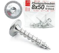 LUN FIX Vis à Bois Charpente 8x50mm 10 pcs, Torx T30, Acier Zingué