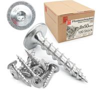 LUN FIX Vis à Bois Charpente 8x50mm 100 pcs, Torx T30, Acier Zingué