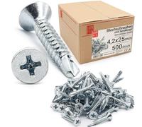 LUN FIX Vis Autoperceuse Metal 4,2x25 mm DIN 7504, 500 pcs, Autoforeuse, Autoperforante, Plate Tete Fraisee PH2, Vis Autotaraudeuse Acier Zingue pour Tole Aluminium, Fixation de Bois, Plastique