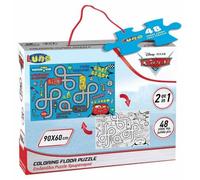 Luna 2in1 Puzzle géant à colorier au sol Cars 48 pièces XXL format 90x60 cm