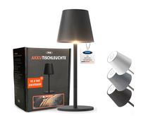 LUNA-80-S Lampe de table LED sans fil à intensité variable, 5200 mAh, durée d'éclairage de 8 à 72 heures, réglable en hauteur (5 hauteurs), capteur tactile, blanc chaud et changement de couleur (7