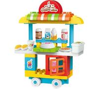 Luna blocks Jeu de cubes en bois Chariot de restauration rapide 61 pcs. Accessoires