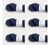 Luna by Permin Lot de 6 pelotes de laine vierge 100% recyclée (sans mulesing et Öko-Tex) (05 bleu marine)