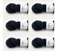 Luna by Permin Lot de 6 pelotes de laine vierge 100% recyclée (sans mulesing et Öko-Tex) (36 bleu/noir)