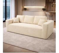 LUNA CANAPÉ D’ANGLE COMPRESSÉ - 3 PLACES -VELOUR CÔTELÉ SOFT IVOIRE POUDRE