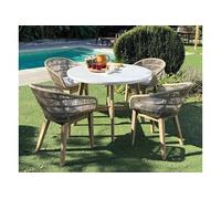 Luna Distribuciones Salon de jardin à manger - POLINESIA - en bois et cordes tressées - Table et 4 fauteuils