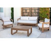 Luna Distribuciones Salon de jardin sofa - CORCEGA - en aluminium façon bois - Set complet 3+2 places G