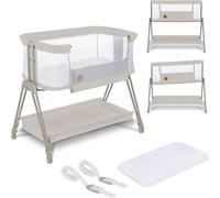 Luna, Lit Bebe Indépendant, Cododo Avec Matelas, Co-Sleeping, Du Nouveau-Né À 9 Kg. Hauteur Et Inclinaison Réglables, 4 Roues Avec Blocage, Fixation Au Lit Des Parents, Aéré
