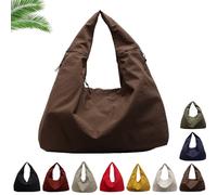 Luna Lush Bag, Maison Ginza Luna Lush Bag, Large Nylon Shoulder Bags, Slouchy Tote Handbags Men Women (Coffee)