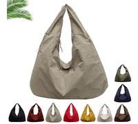 Luna Lush Bag, Maison Ginza Luna Lush Bag, Large Nylon Shoulder Bags, Slouchy Tote Handbags Men Women (Khaki)