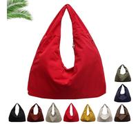 Luna Lush Bag, Maison Ginza Luna Lush Bag, Large Nylon Shoulder Bags, Slouchy Tote Handbags Men Women (Red)