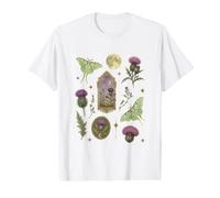 Luna Moth and Chardon Cottage Gothique Lune Nature T-Shirt Graphique avec Valeur