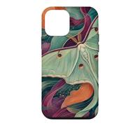 Luna Moth Feuillage Bleu Sarcelle et Corail Coque pour iPhone 12 Mini