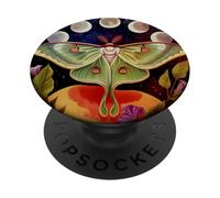 Luna Moth Phases de Lune Céleste Nature Art Botanique Mystica PopSockets PopGrip Adhésif