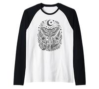 Luna Moth Wildflower Dark Botanical Wichy Floral Manche Raglan