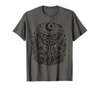 Luna Moth Wildflower Dark Botanical Wichy Floral T-Shirt