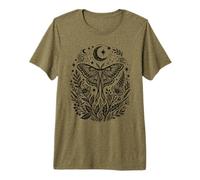 Luna Moth Wildflower Dark Botanical Wichy Floral T-Shirt Haut de Gamme