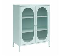 Luna - Petite Vitrine Avec 2 Portes Vitrées En Métal Bleu Clair