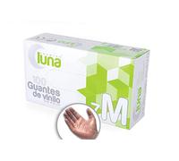 Luna V14107, Boîte de 100 gants en vinyle non poudrés, 1, M, transparent