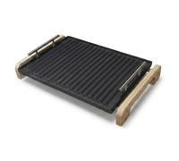 LUNA WAY CAST IRON - Poêle grill en fonte double vitrage | Utilisation sur feu ouvert et cuisines | Cuisson saine | Grille 43 x 30 cm + support de service